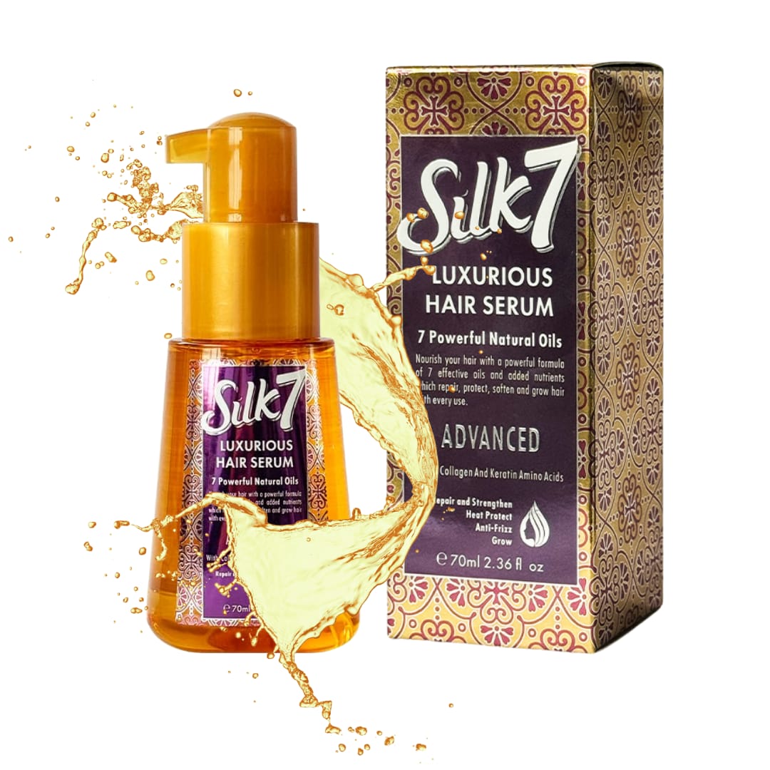 Silk 7 Luxurious Hair Serum – Breakage Control | Anti-Frizz | Growth Booster | Damage Repair | Scalp Treatment | Collagen + Keratin + Amino Acids + 7 Organic Oils – 70ml